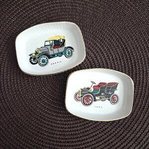 Set of 2 Vintage Adderley Porcelain Classic Car Trinket Dishes 4" x 3"